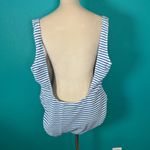 J.Crew NWT  Textured Squareneck Scoop Back One-Piece Swimsuit Blue Stripe Size 24 Photo 3