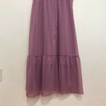 FASHION Midi Tiered Swiss Dot Dress Lilac Lavender Purple Faux Wrap Work NO BELT Size XL Photo 13