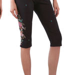 Johnny Was Chandra Bike Short Bermuda Floral Embroidery Black Knit XS J66720-2 Photo 0