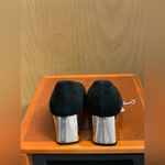 Ann Taylor Elegant Black Suede Pumps with Gold Chunky Heel. Size-6M Photo 3