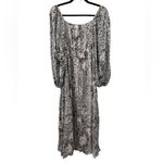 ALLSAINTS NWT All Saints Amara Laertes Midi Dress Size 4 Ecru Leopard Print Long Sleeve Photo 3