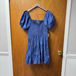NEW Arula Laine Babydoll Dress Short Puff Sleeve Mini Denim Blue Amazing 1X Photo 13