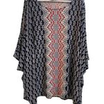 Alfani Woman Plus 3X Printed Cold Shoulder Blouse Black Pink Graphic Geo Print Photo 0