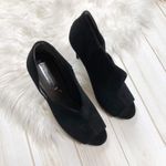 BCBGMAXAZRIA  Women's Black Suede Peeptoe‎ Cutout Ankle Booties Photo 1