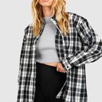 Boohoo Black/White Flannel Oversized Shirt, Size XL New w/Tag Photo 5
