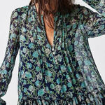 Free People  Bohemian See it through Maxi Dress Twilight Floral Retro 70s Large Photo 0