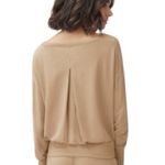 Cuyana  French Terry Boatneck Sweatshirt Camel Brown Size Medium Photo 1