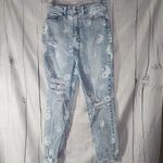 Tinseltown  Distressed Yin Yang Light Blue Jeans Witj Raw Hem Photo 0
