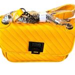 Badgley Mischka Yellow Vegan Leather Quilted Crossbody Chain Strap Bag Purse Photo 4
