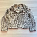 Fever Faux Fur Jacket Gray Plush Textured Coat Women’s Small Holiday Party Glam Photo 5