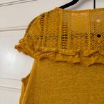 Sézane Lucette 100% Linen Blouse Saffron Yellow Lace Ruffle Top Size Small Shirt Photo 12