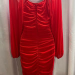 Merokeety  Elegant Red Body-con Puff Sleeve Dress M Photo 0