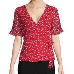 Lea & Viola Lea &‎ Viola Polka-Dot Wrap Blouse - Polka Dot - Red Multi Photo 0