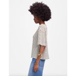 Madewell  Embroidered Boxy Knit Tee Striped Cotton Blend Ivory Relaxed Small NWT Photo 2