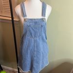 Cotton On 91 raw hem denim overall side pockets mini dress Photo 10