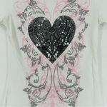 Y2K Heart Spiral Graphic T Shirt Womens Medium White Photo 2