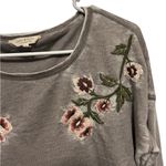 Lucky Brand  Floral Embroidered Sweatshirt
Top Gray Long Sleeve Distressed small Photo 1