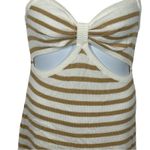 Aerie White & Tan Striped Cutout Tank Dress Medium Boho Summer Festival Style Photo 3