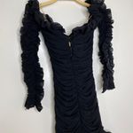 House Of CB Tatyana Black Ruffle Lace up Mini dress long sleeve Photo 3