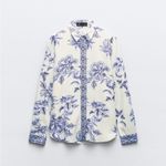 ZARA GRECIAN FLORAL PRINT Linen Blend SHIRT Size Medium NWT Photo 1