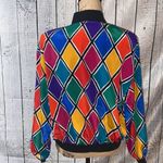 Alia Multicolored Diamond Design Bomber Jacket size Large Photo 6