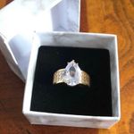 Women’s teardrop cubic zirconia 18kt gold vermeil square cut cocktail ring 6 NIB Photo 10