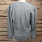 Something Navy Grey Alpaca Surplice Sweater with Puff Shoulder Photo 1