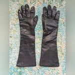 Vintage Italian black leather long gloves, size 7 Photo 3