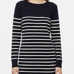 Ralph Lauren Lauren Womens Sweater Dress Navy White Stripe Classic Nautical Sz L Photo 0