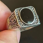 Casual black obsidian S925 silver ring size 9.75 Photo 5