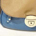 Roots  Brown Blue Soft Pebbled Leather Crossbody Bag Photo 1