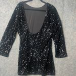 H&M Women Size XL Black long sleeve sequence open back elegant short dress Photo 6
