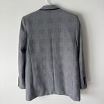 EXPRESS  Plaid Knit Peak Lapel Double Breasted Blazer Black White Micro Plaid Photo 7