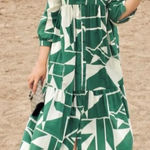 ZARA  green and cream tiered button front maxi dress size small Photo 0