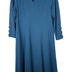 Soft Surroundings  Teal Blue Scallop‎ Sleeve Keyhole Neck Maxi Dress Size Large Photo 0