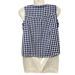 Natural Reflections Size Large Blue Check Gingham Sleeveless Button Front Blouse Photo 2