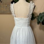 Lulus Forever Celebrated White Swiss Dot Ruched Tulle Midi Dress Photo 4