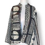 Chico's Chico’s Collarless Jacket Crocheted Black Brown Boho Print Open Front Large Photo 10