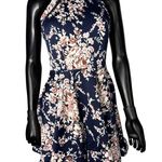 B Darlin B. Darlin Navy Floral Fit & Flare Dress – Size 7/8 – High Neck Crochet Trim Photo 0