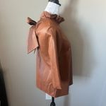 Tuckernuck  Faye Faux Leather Cognac Top Ruffle Collar Womens NWT XSMALL Photo 4