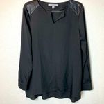 Marc New York Black Blouse w/Pleather Shoulder Patches Size M Photo 0