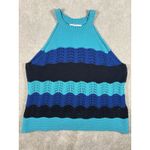 Anthropologie  Jenette Blue Crochet High Neck Halter Top Sweater Knit Tank Med Photo 2