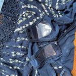 Free People  Bali Tate Mixed Media Crochet Floral Printed Bodysuit Blue Sz S Photo 7