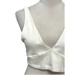 BP Crop Tank Top Ribbed Texture Deep V-Neckline Sleeveless White Women's XL NWOT Photo 1