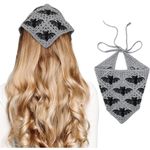 Gray Crochet Bat Pattern Headscarf Photo 1