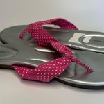 Lands' End Women’s Sandals Size 8B Silver Pink Polka Dot Thong Flip Flop Photo 6