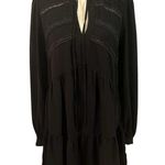 Pinch | Women's Black Embroidered Festival Long Sleeve Ruffle Mini Dress Sz S Photo 0