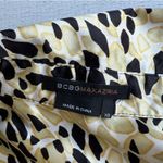 BCBG Maxazria Satin Gold & Black Printed Short Sleeve Button Down Shirt XS Photo 4