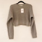 Elodie  Crew Neck Knit Pullover Crop Sweater in Gray XS NWT Photo 1