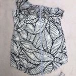 Apt. 9 Asymmetrical White/Black Leaf Print Ruffle One Shoulder Shift Dress Photo 8